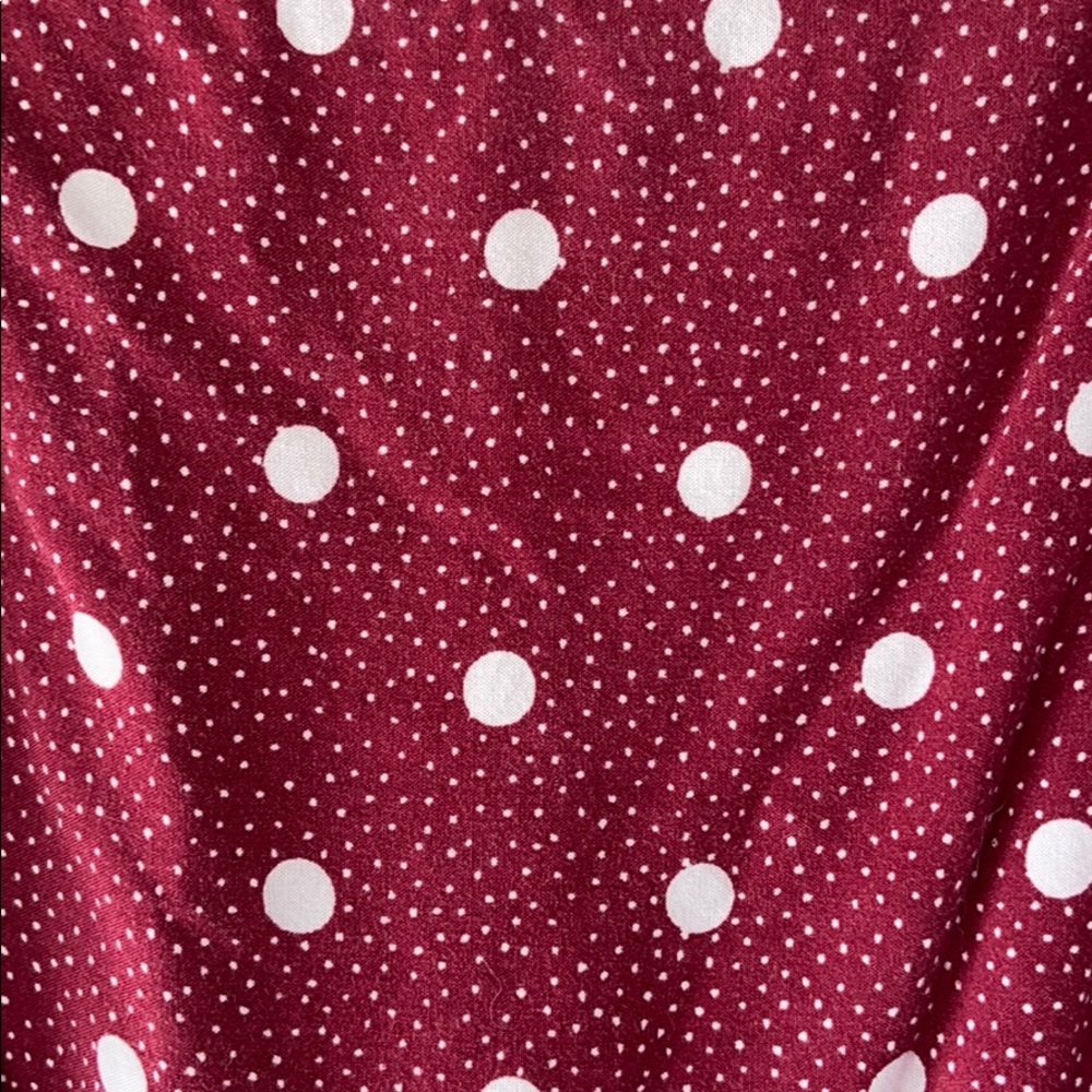 Wine colored polka dot sundress - Picture 2 of 4